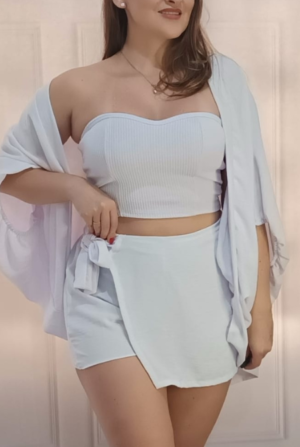 Conjunto Kimono e Shorts Stella - Branco