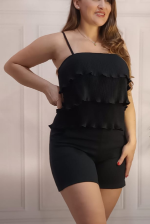 Blusinha Plissada Adriana -  Preto