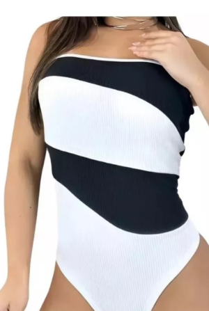 Body tomara que caia - Branco e Preto