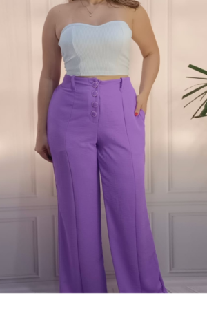 Calça Pantalona Duna Botões - Lilás