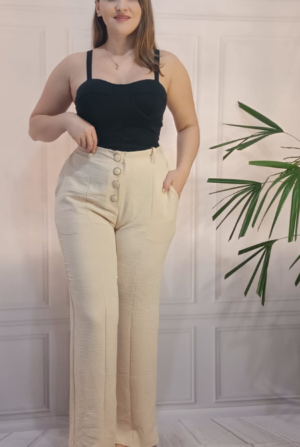 Calça Pantalona Duna Botões - Nude