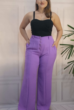 Calça Pantalona Duna Botões - Lilás