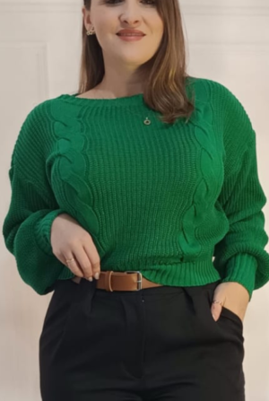 Blusa de Tricô Trançado - Verde