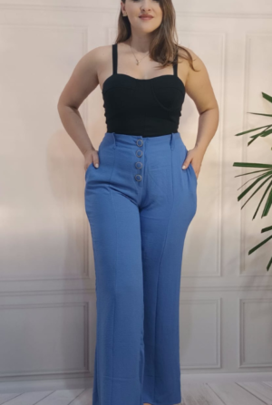 Calça Pantalona Duna Botões - Azul