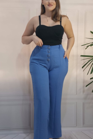 Calça Pantalona Duna Botões - Azul