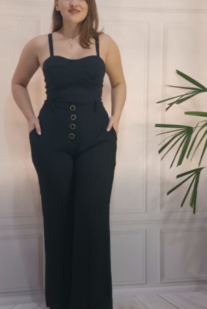 Calça Pantalona Duna Botões - Preta