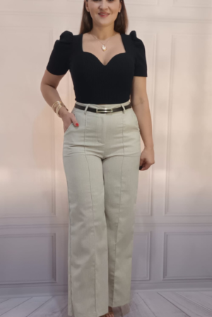 Calça Pantalona Linho - Creme