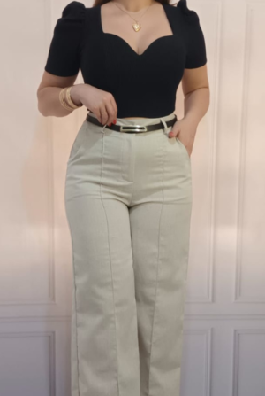 Calça Pantalona Linho - Creme